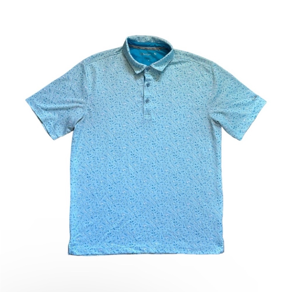 Walter Hagen Performance 11 Golf Novelty Print Polo Shirt Short Sleeve Preppy M